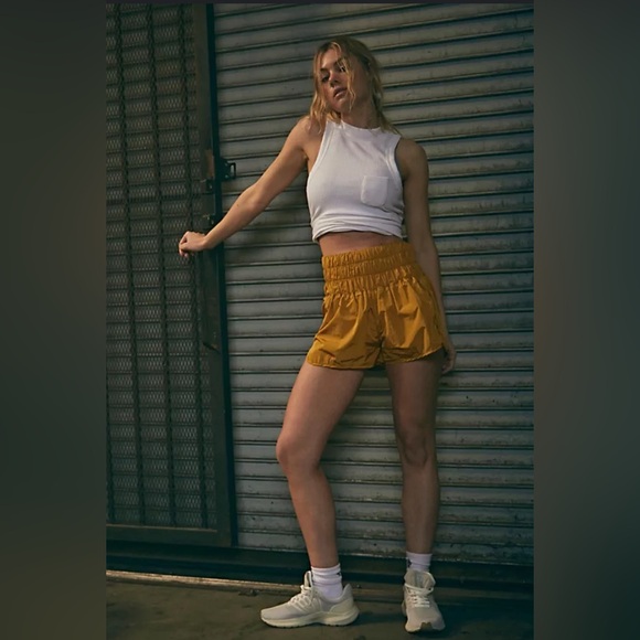 Free People Pants - Free People Movement The Way Home Shorts Varsity Gold Women’s Size Medium NWOT